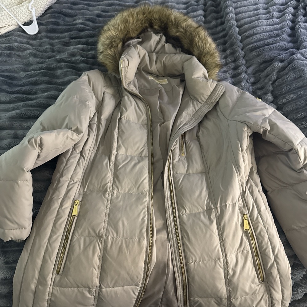 Micheal Kors Puffy Coat with Faux Fur Hood